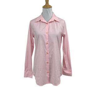Barneys New York Shirt Womens 8 Lt Pink Cotton Button Up Oxford Tailored *READ
